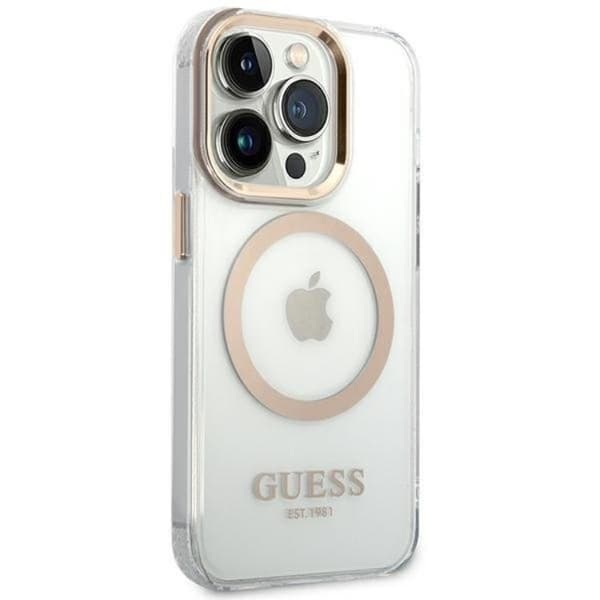 GUESS iPhone 14 Pro Max Skal Magsafe Metal Outline - Guld