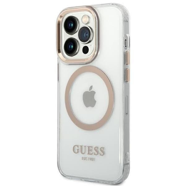 GUESS iPhone 14 Pro Max Skal Magsafe Metal Outline - Guld