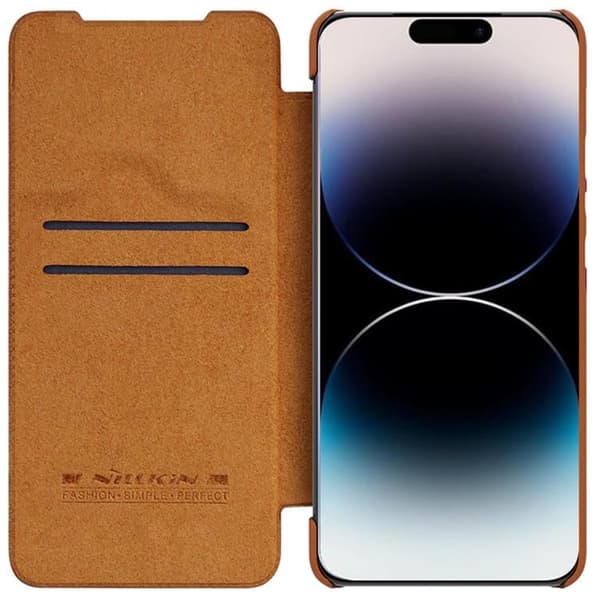 Nillkin iPhone 14 Pro Max Plånboksfodral QinPro Läder - Brun