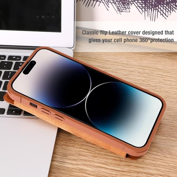 Nillkin iPhone 14 Pro Max Plånboksfodral QinPro Läder - Brun