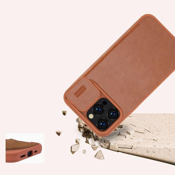 Nillkin iPhone 14 Pro Max Plånboksfodral QinPro Läder - Brun