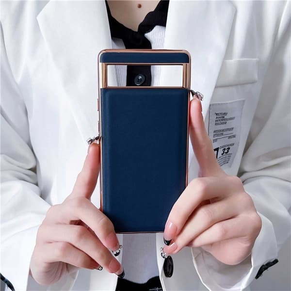 Google Pixel 7 Skal Äkta Läder Electroplating - Grön