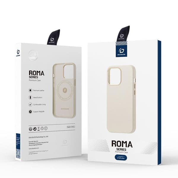 Dux Ducis iPhone 13 Pro Max MagSafe Skal Äkta Läder  Roma - Vit
