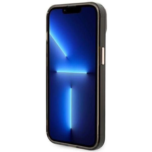 GUESS iPhone 14 Skal Magsafe Gold Outline Translucent - Svart