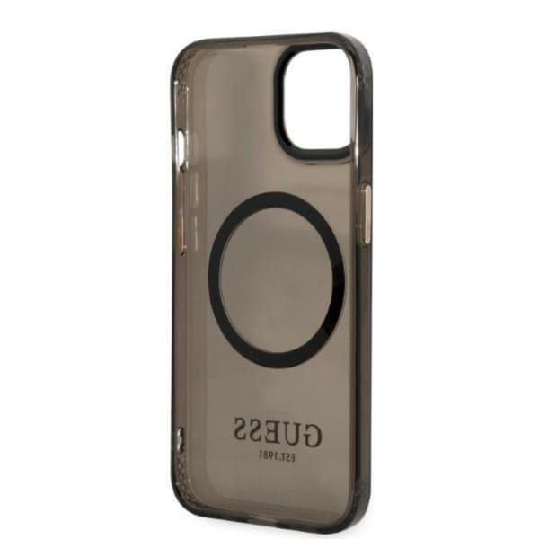 GUESS iPhone 13 Skal MagSafe Gold Outline Translucent - Svart