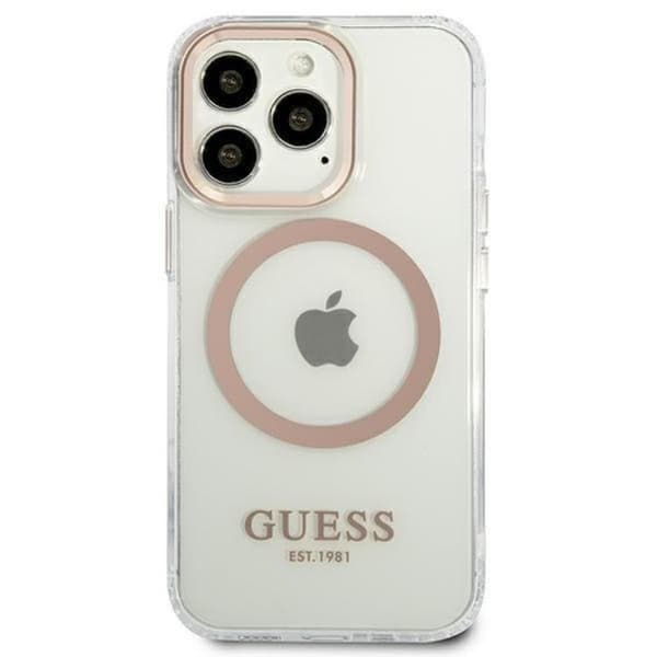 Guess iPhone 13 Pro Max Skal Magsafe Metal Outline - Guld
