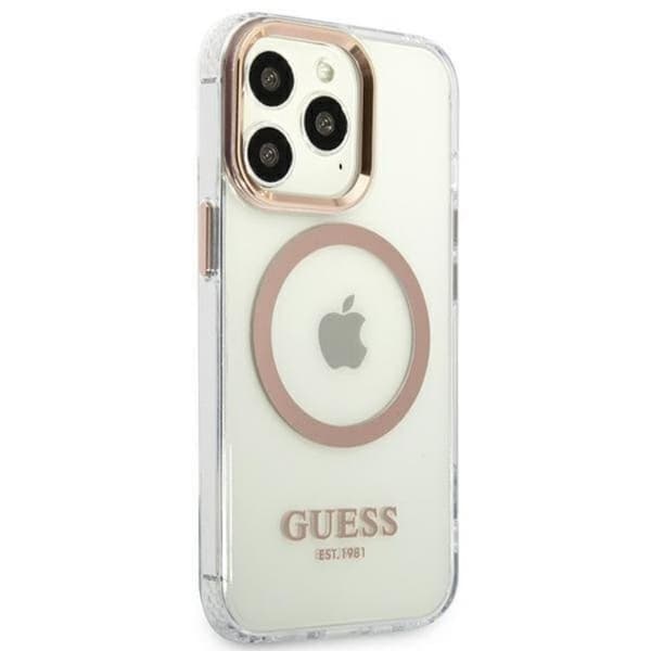 Guess iPhone 13 Pro Max Skal Magsafe Metal Outline - Guld