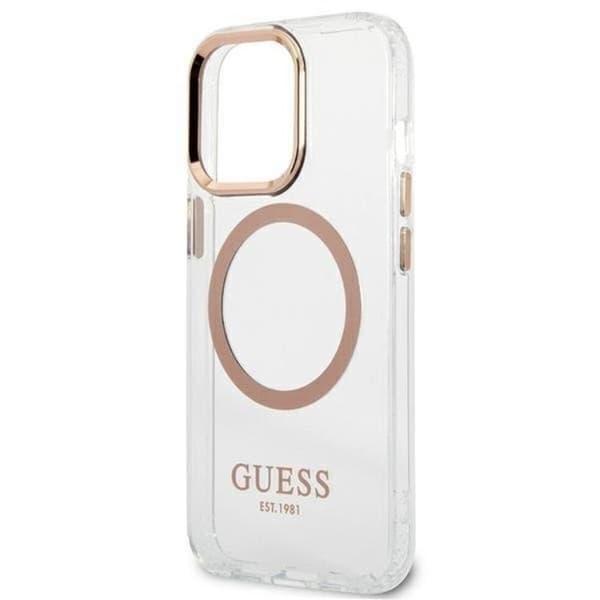 Guess iPhone 13 Pro Max Skal Magsafe Metal Outline - Guld