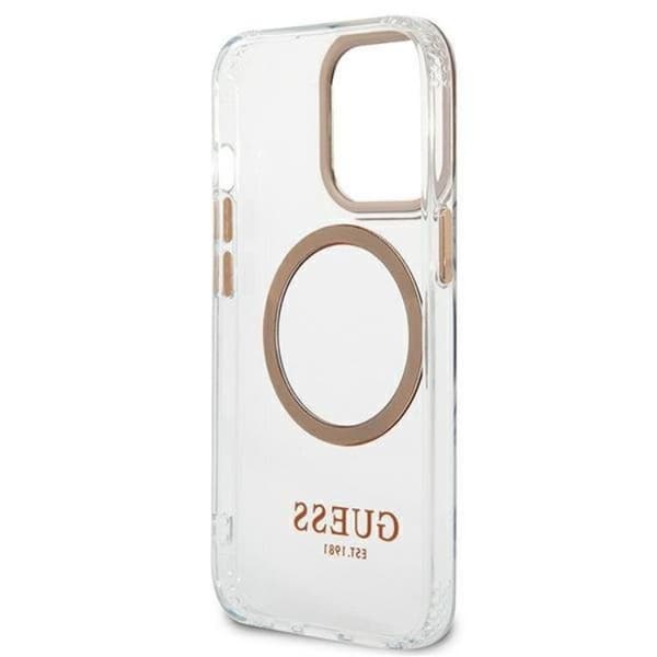 Guess iPhone 13 Pro Max Skal Magsafe Metal Outline - Guld