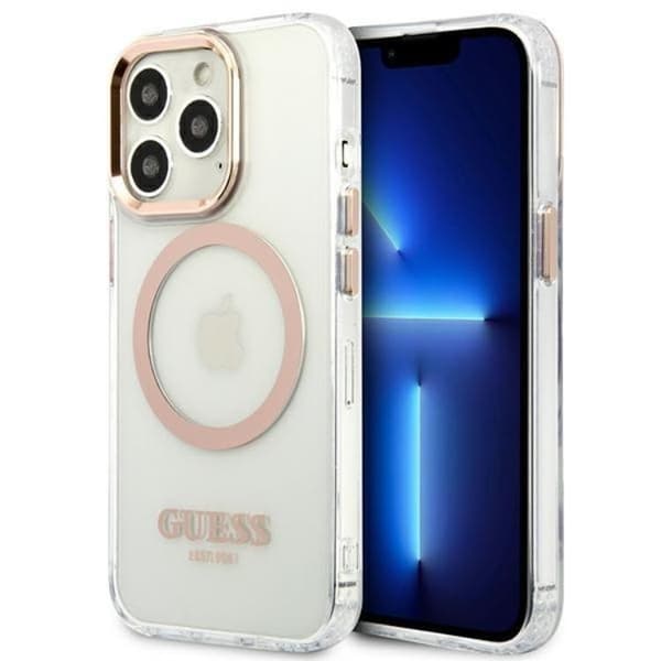 Guess iPhone 13 Pro Max Skal Magsafe Metal Outline - Guld