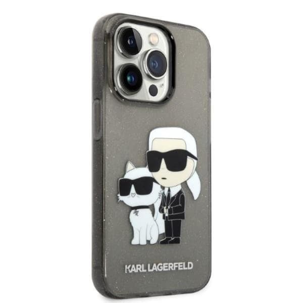 Karl Lagerfeld iPhone 14 Pro Skal IML GLIT NFT Karl & Choupette - Svart