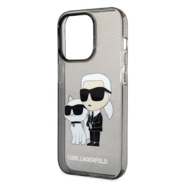 Karl Lagerfeld iPhone 14 Pro Skal IML GLIT NFT Karl & Choupette - Svart