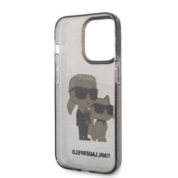 Karl Lagerfeld iPhone 14 Pro Skal IML GLIT NFT Karl & Choupette - Svart