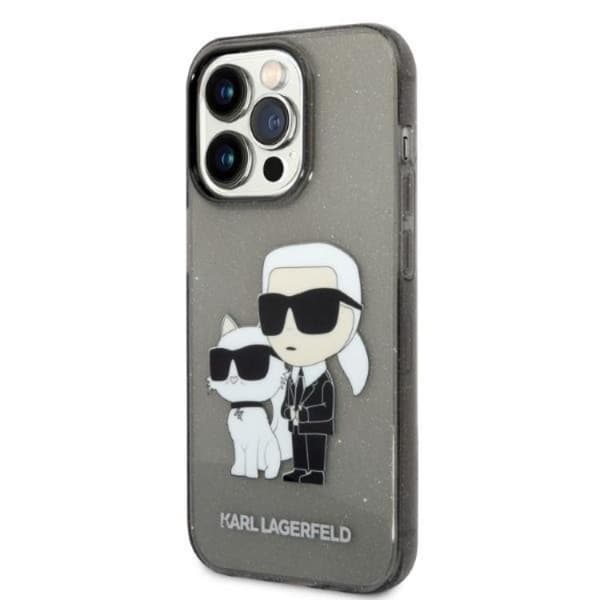Karl Lagerfeld iPhone 14 Pro Skal IML GLIT NFT Karl & Choupette - Svart