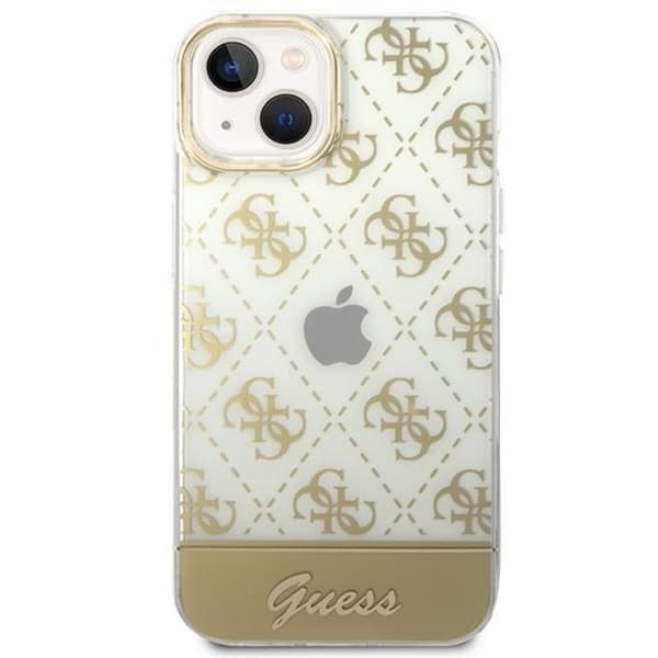 GUESS iPhone 14 Plus Skal Pattern Script - Guld