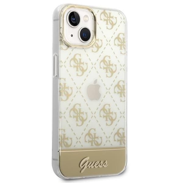 GUESS iPhone 14 Plus Skal Pattern Script - Guld