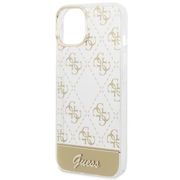 GUESS iPhone 14 Plus Skal Pattern Script - Guld