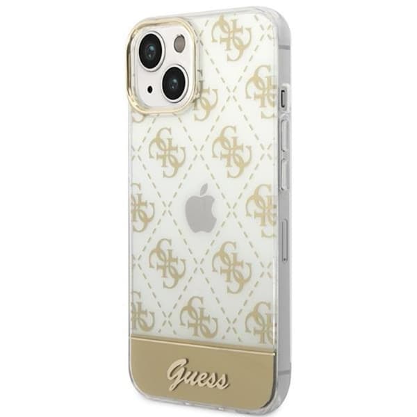 GUESS iPhone 14 Plus Skal Pattern Script - Guld
