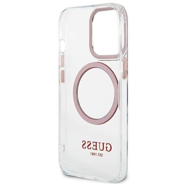 Guess iPhone 13 Pro Skal Magsafe Metal Outline - Rosa