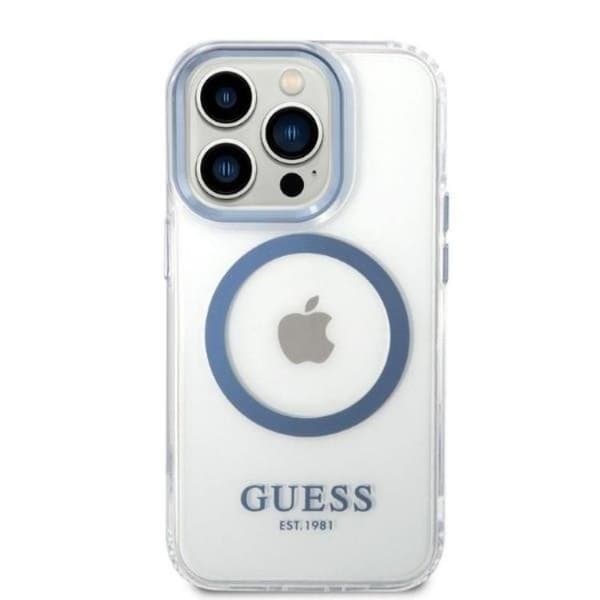 GUESS iPhone 14 Pro Skal Magsafe Metal Outline - Blå