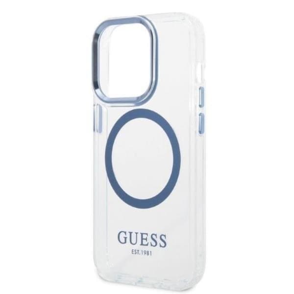 GUESS iPhone 14 Pro Skal Magsafe Metal Outline - Blå
