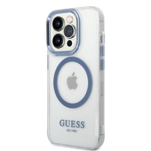 GUESS iPhone 14 Pro Skal Magsafe Metal Outline - Blå