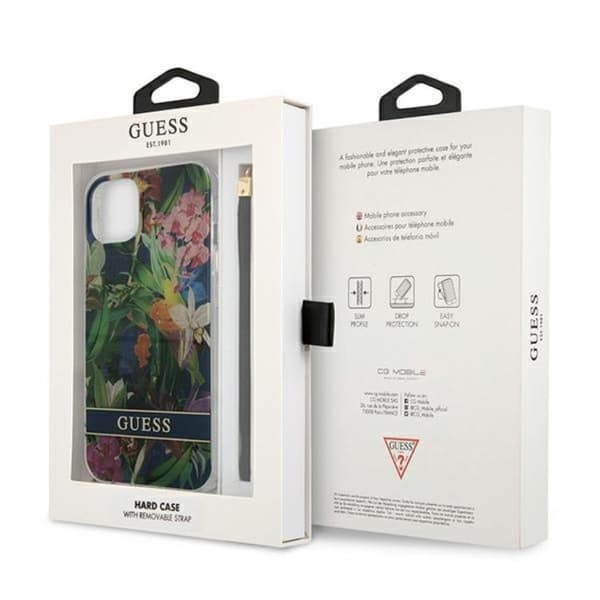 Guess iPhone 13 mini Skal Flower Strap - Blå