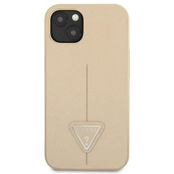GUESS iPhone 14 Plus Skal Saffiano Triangle Logo - Beige