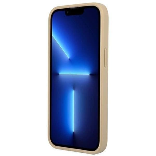 GUESS iPhone 14 Plus Skal Saffiano Triangle Logo - Beige
