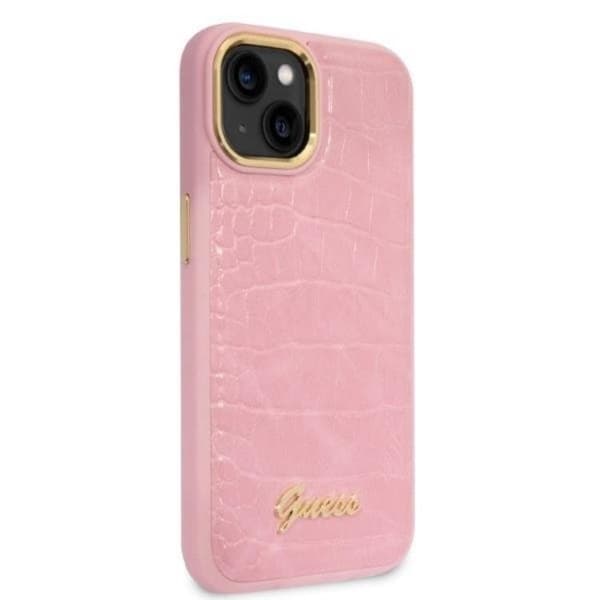 GUESS iPhone 14 Plus Skal Croco Collection - Rosa