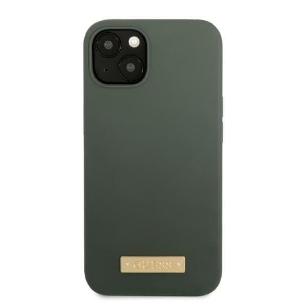 Guess iPhone 13 Skal MagSafe Silicone Logo Plate - Khaki