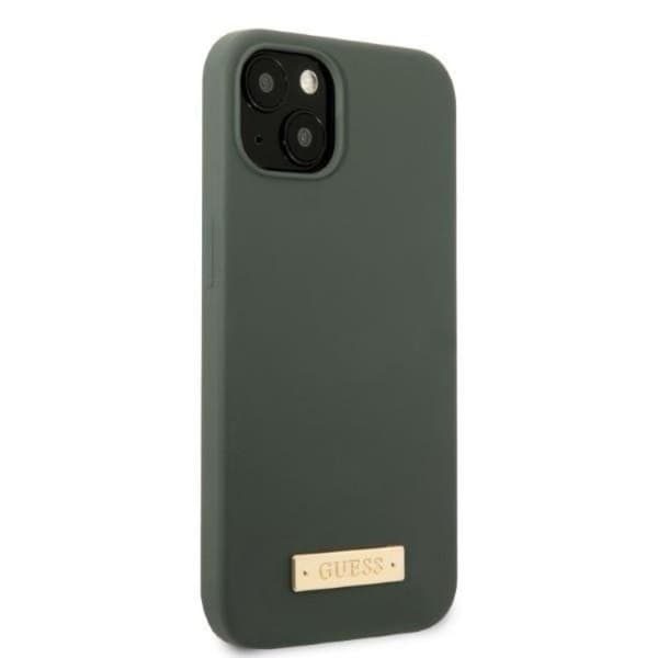 Guess iPhone 13 Skal MagSafe Silicone Logo Plate - Khaki