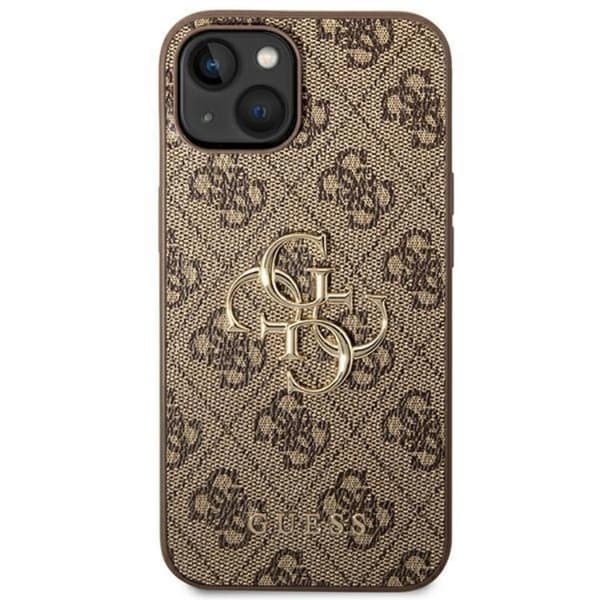 GUESS iPhone 14 Skal Big Metall Logo - Brun