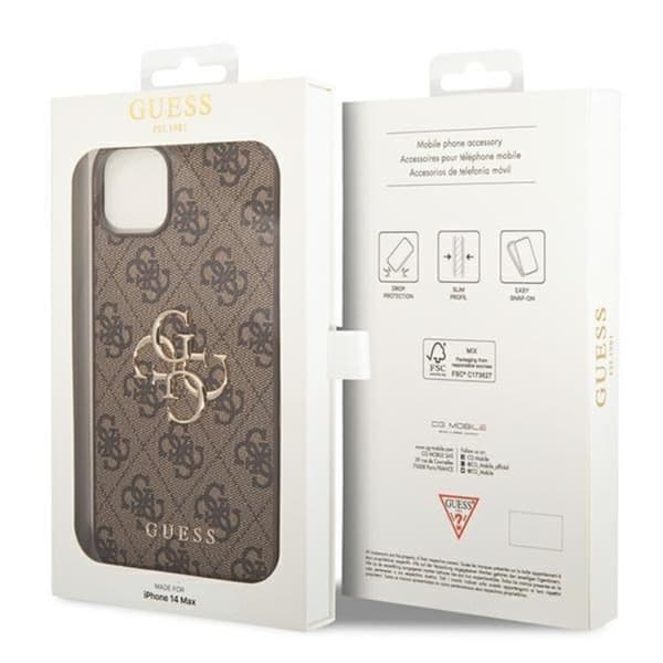 GUESS iPhone 14 Skal Big Metall Logo - Brun
