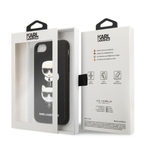 Karl Lagerfeld iPhone 7/8/SE Skal Saffiano Ikonik Karl & Choupette Head
