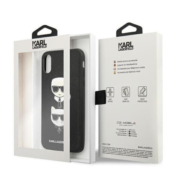 Karl Lagerfeld iPhone X/XS Skal Saffiano Ikonik Karl & Choupette Head
