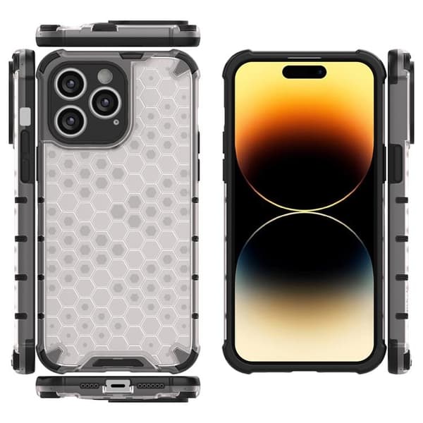 iPhone 14 Pro Max Skal Honeycomb Armored Hybrid - Transparent