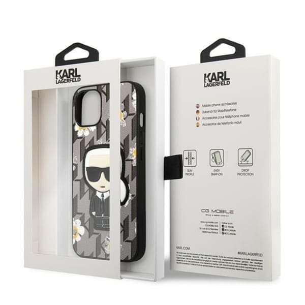 Karl Lagerfeld iPhone 13 mini Skal Flower Ikonik Karl - Grå