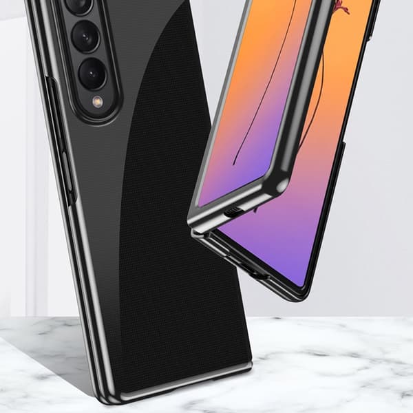 Galaxy Z Fold 4 Skal Plating Metallic Frame - Blå