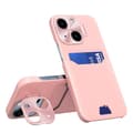 Miniatyrbild 1 av 7: iPhone 14 Plus Skal Korthållare Läder Kickstand - Rosa