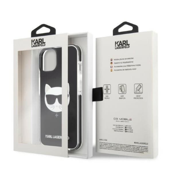 Karl Lagerfeld iPhone 13 Skal Choupette Head - Svart