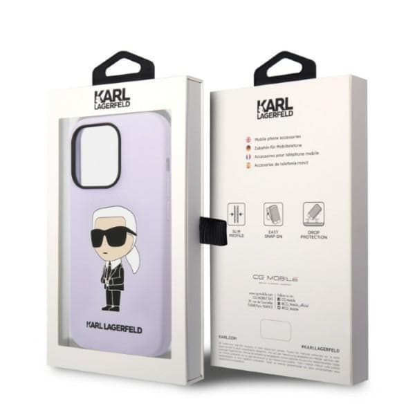 Karl Lagerfeld iPhone 14 Pro Skal Silicone Ikonik - Lila