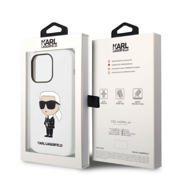 Karl Lagerfeld iPhone 14 Pro Skal Silicone Ikonik - Vit