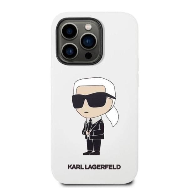 Karl Lagerfeld iPhone 14 Pro Skal Silicone Ikonik - Vit