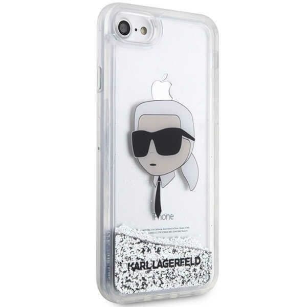 Karl Lagerfeld iPhone 7/8/SE (2020/2022) Skal Liquid Glitter Head - Silver