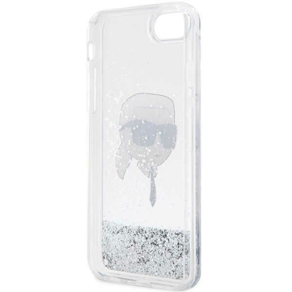 Karl Lagerfeld iPhone 7/8/SE (2020/2022) Skal Liquid Glitter Head - Silver