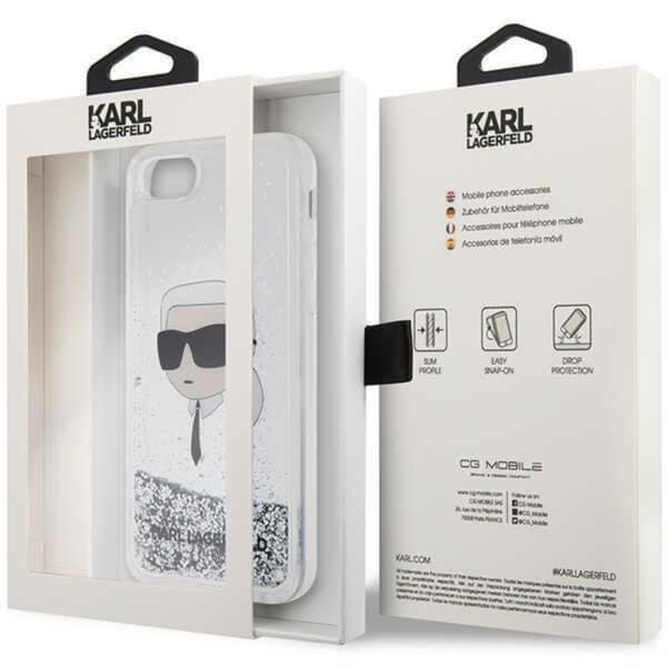 Karl Lagerfeld iPhone 7/8/SE (2020/2022) Skal Liquid Glitter Head - Silver