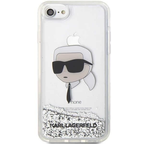Karl Lagerfeld iPhone 7/8/SE (2020/2022) Skal Liquid Glitter Head - Silver