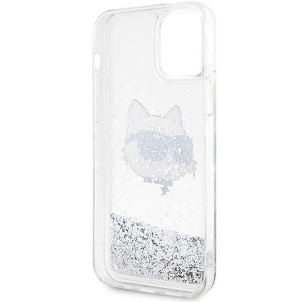Karl Lagerfeld iPhone 12/12 Pro Skal Liquid Glitter Choupette Head - Silver