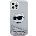 Miniatyrbild 2 av 7: Karl Lagerfeld iPhone 12/12 Pro Skal Liquid Glitter Choupette Head - Silver